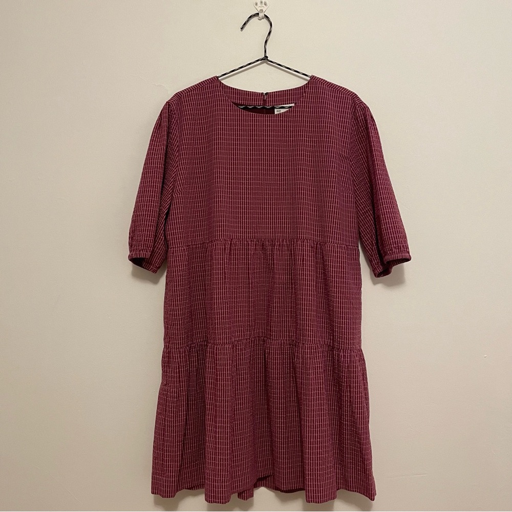 Frank & Oak Gingham Flowy Dress in Mulberry